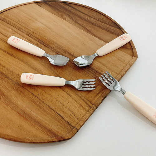 DOT TO DOT Platinum silicone non-slip handle stainless steel spoon and fork set