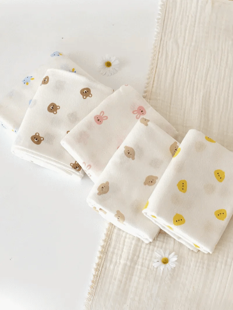 Made in Korea | 5-pack of pure cotton baby scarves (90x90CM)