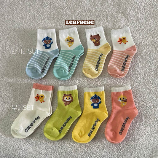 韓國製|BABY SHARK X LINE FRIENDS 小童襪仔(1 SET 4對)