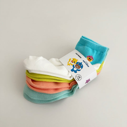 韓國製|BABY SHARK x LINE 小童短襪(1 SET 4對)