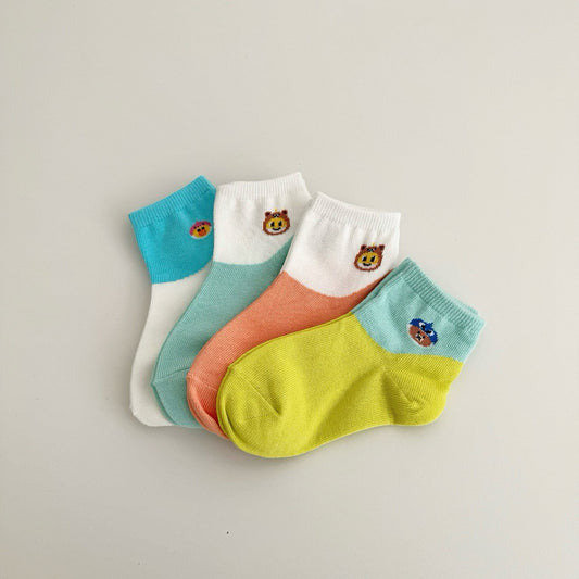 韓國製|BABY SHARK x LINE 小童短襪(1 SET 4對)