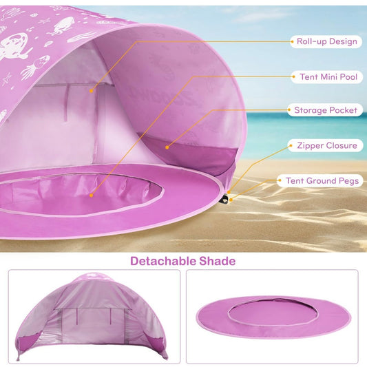 Beach Mini Pool UV Protection Tent with Beach Toy Set