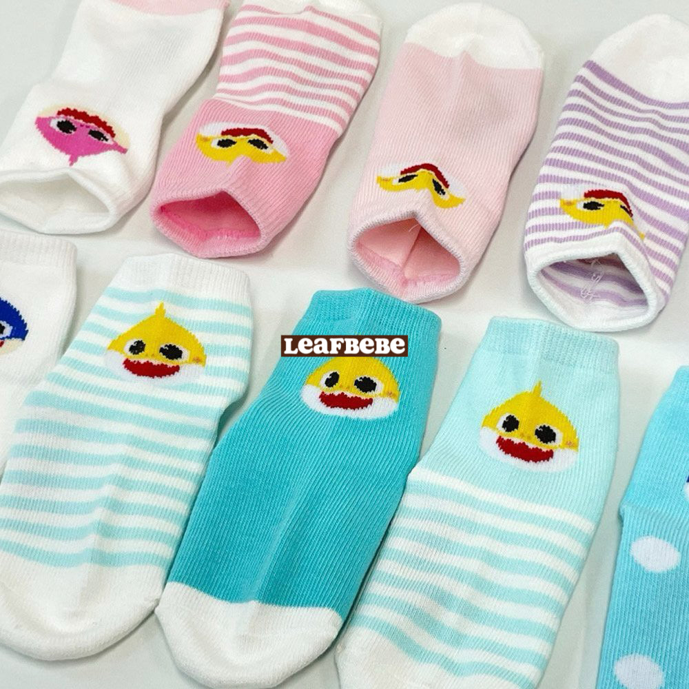 Made in Korea|Slim-toe BABY SHARK children's socks (1 SET 5 pairs)