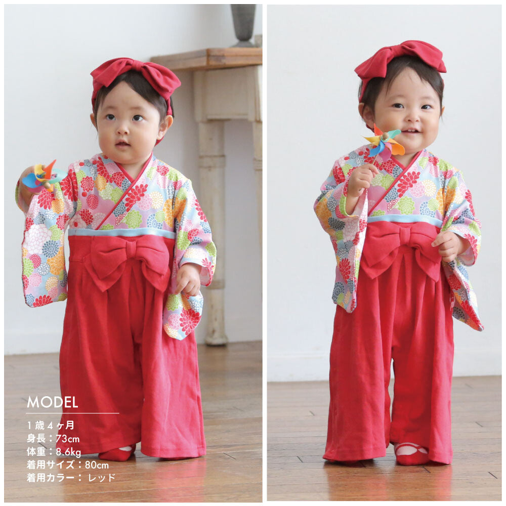 日本直送 | AENAK 彩色菊花圖案和服連身褲