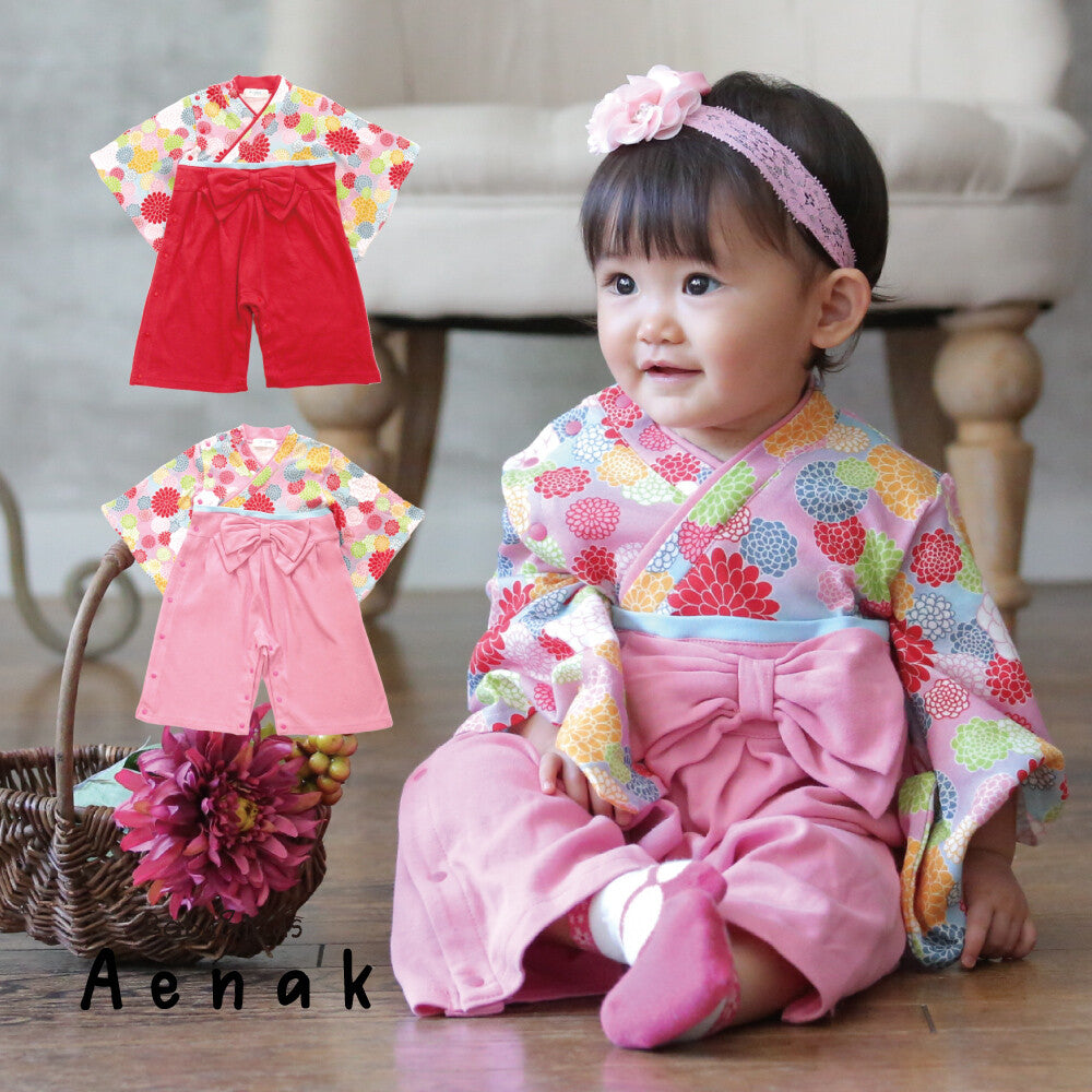 日本直送 | AENAK 彩色菊花圖案和服連身褲