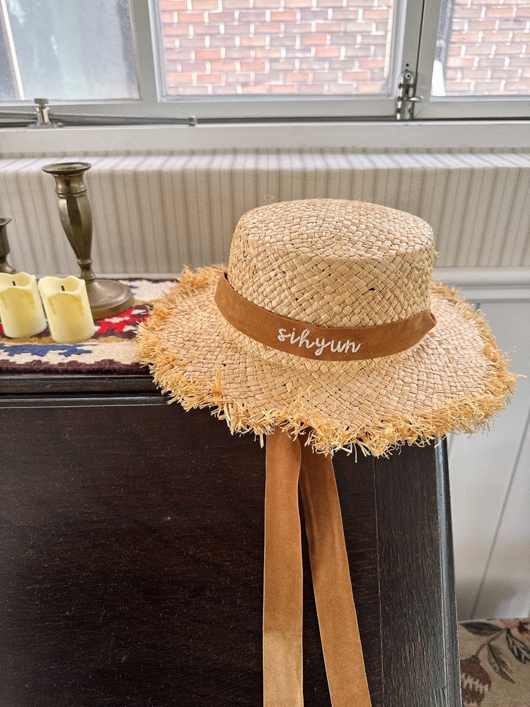 Made in Korea | Customized embroidered flat straw hat