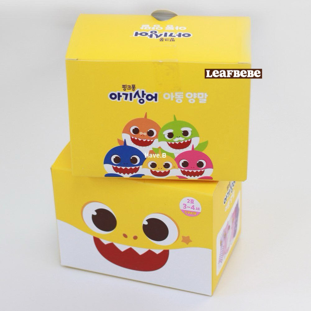 Made in Korea|Slim-toe BABY SHARK children's socks (1 SET 5 pairs)