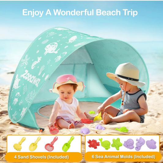 Beach Mini Pool UV Protection Tent with Beach Toy Set