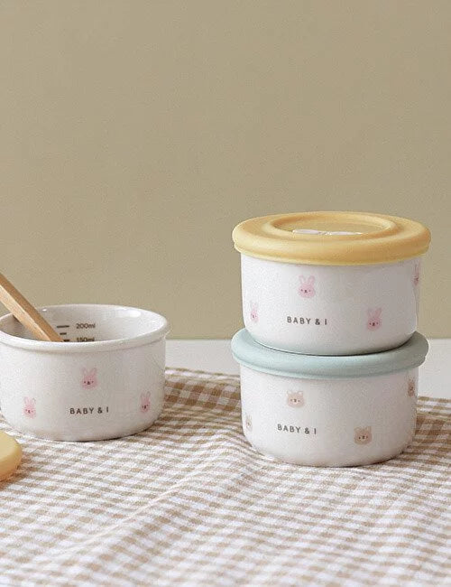Made in Korea | Baby Animal Lidded Porcelain Bowl/Food Storage Box