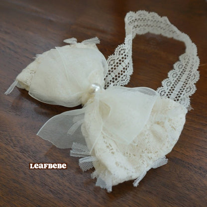 Made in Korea | Large bow lace and pearl headband | [KS11][014]