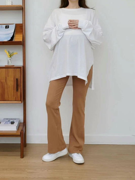 Made in Korea | Maternity belly-covering straight-flare pants | [WS003]