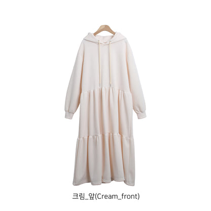 Made in Korea | Hooded sweatshirt one-piece cake dress | [WS012]