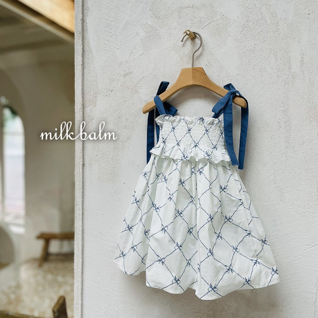 Made in Korea | Ruffled ruffle patterned lace-up dress | [KS35][018]