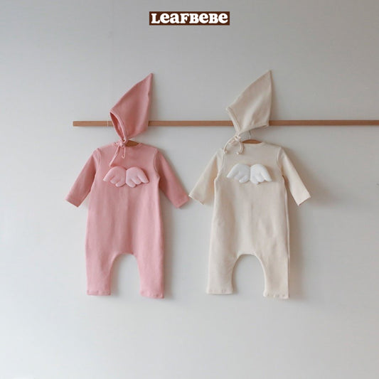 Made in Korea | Solid color Wings jumpsuit with hood | [KS01][088]