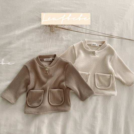 Made in Korea | Waffle pocket small button top (BB/kid) | [KS17][026]