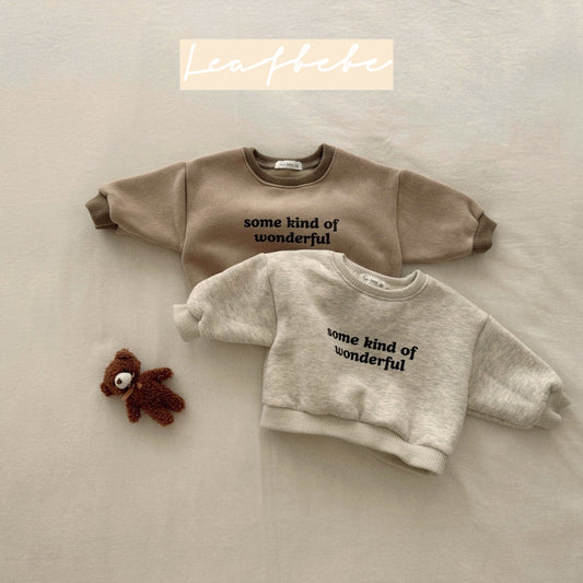 Made in Korea | Contrast color sweatshirt with English text (BB/kid) | [KS17][028]