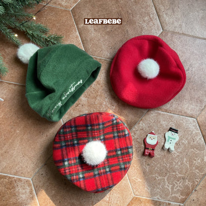 Made in Korea | Christmas fur ball beret | [KS18][007]