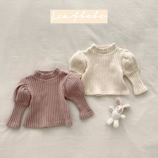 Made in Korea | Ribbed turtleneck puff sleeve top (BB/kid) | [KS17][022]