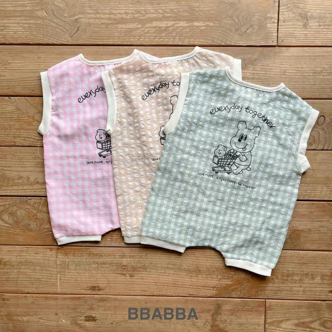 Made in Korea | Puppy check vest open-chested jumpsuit | [KS26][069]