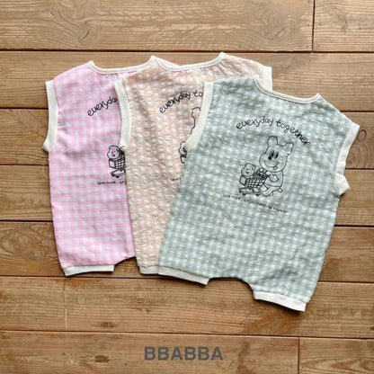 Made in Korea | Puppy check vest open-chested jumpsuit | [KS26][069]