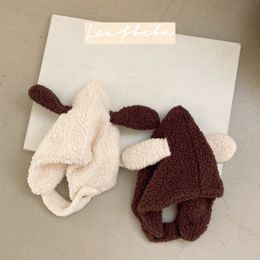 Made in Korea | Plush puppy ears color-blocked hat | [KS17][074]