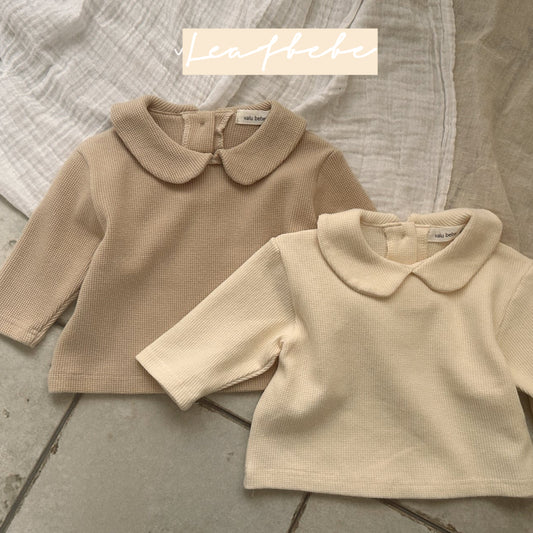 Made in Korea | Solid color waffle lapel top (BB/kid) | [KS17][017]