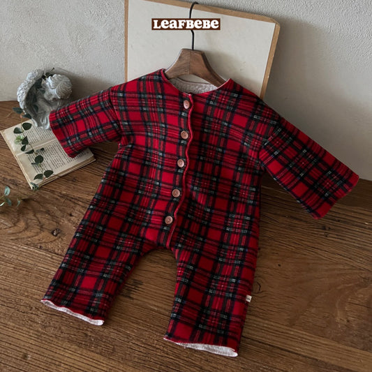 Made in Korea | Christmas plaid furry jumpsuit | [KS20][009]