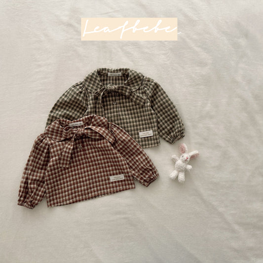 Made in Korea | Checkered bow neck shirt (BB/kid) | [KS17][031]