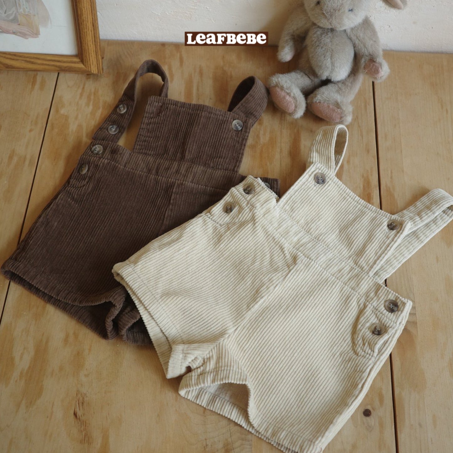 Made in Korea | Corduroy solid color suspender work shorts | [KS19][007]