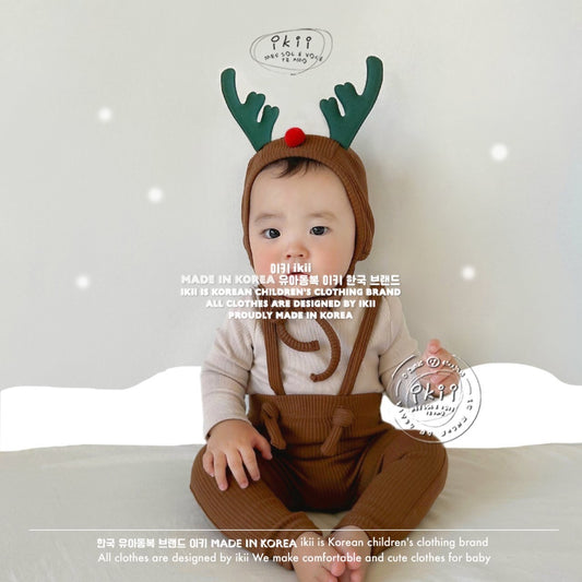 Made in Korea | Christmas deer overalls hooded | [KS04][029]