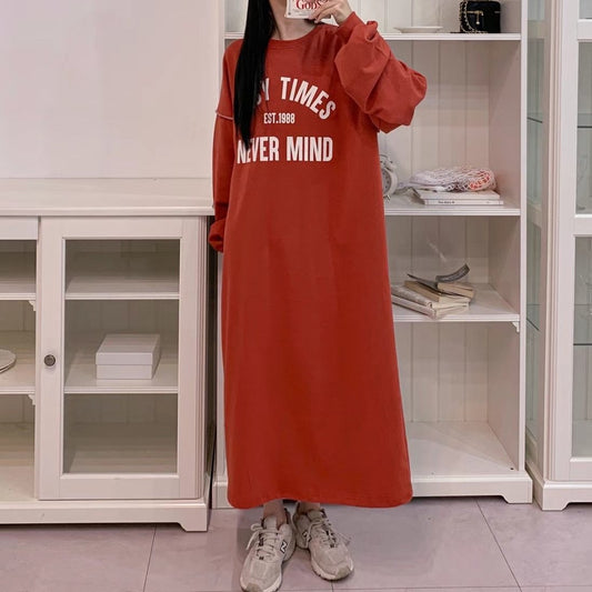 Made in Korea | Letter topstitched sleeve sweatshirt dress | [WS019]