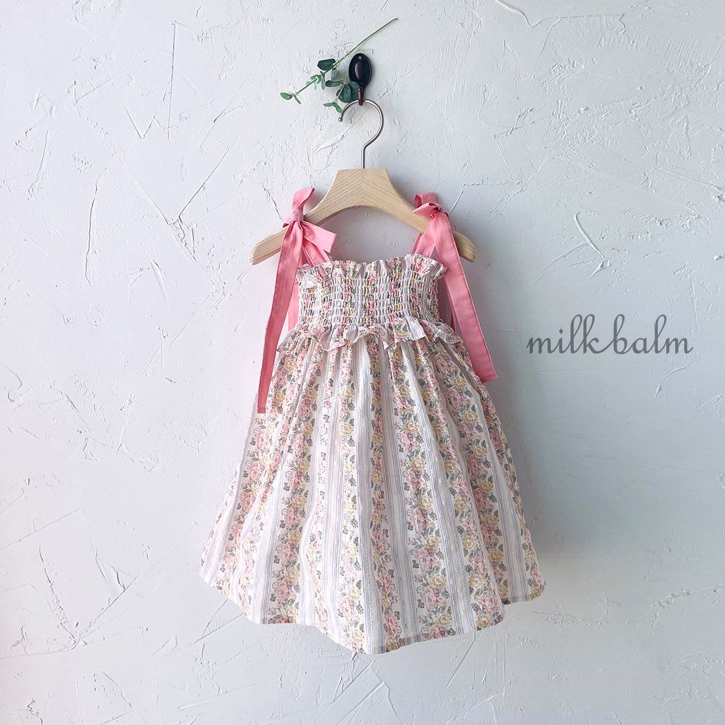 Made in Korea | Ruffled ruffle patterned lace-up dress | [KS35][018]