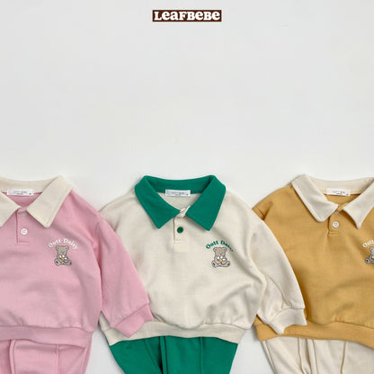 Made in Korea | Fancy Bear color matching POLO sweatshirt and rompers | [KS02][014]