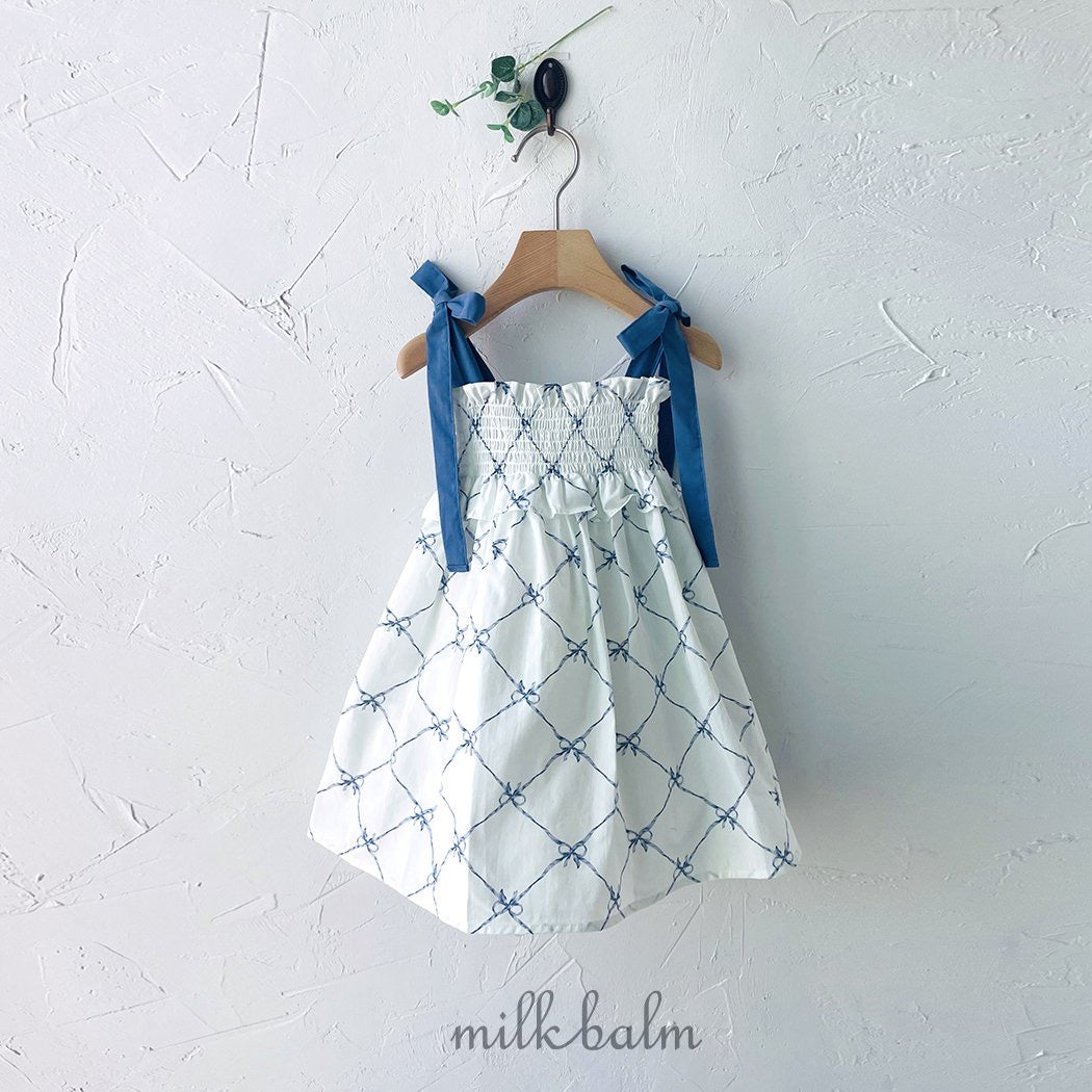 Made in Korea | Ruffled ruffle patterned lace-up dress | [KS35][018]