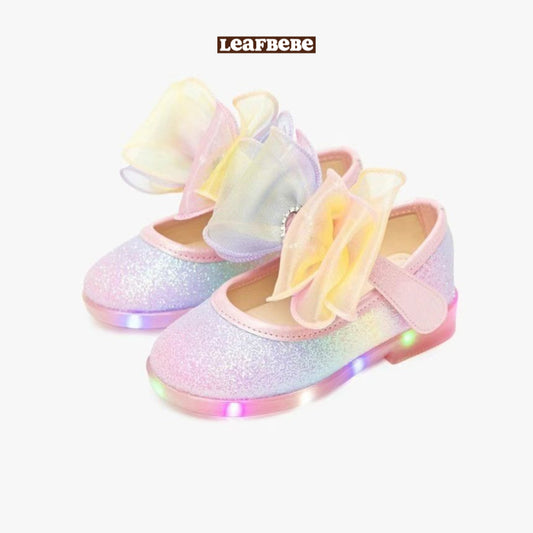 Made in Korea | LED light big bow sparkling princess shoes | [KS13][022]