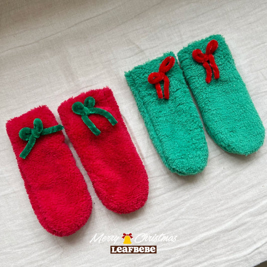 Made in Korea | Christmas bow furry socks | [KS18][009]