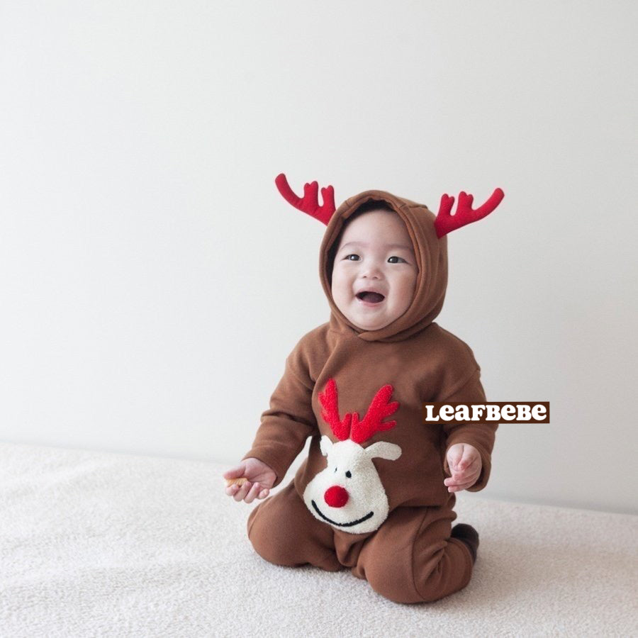 Made in Korea | Deer embroidered hooded jumpsuit | [KS01][074]