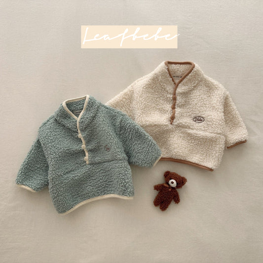 Made in Korea | Embroidered LOGO color-blocked fur top (BB/kid) | [KS17][032]