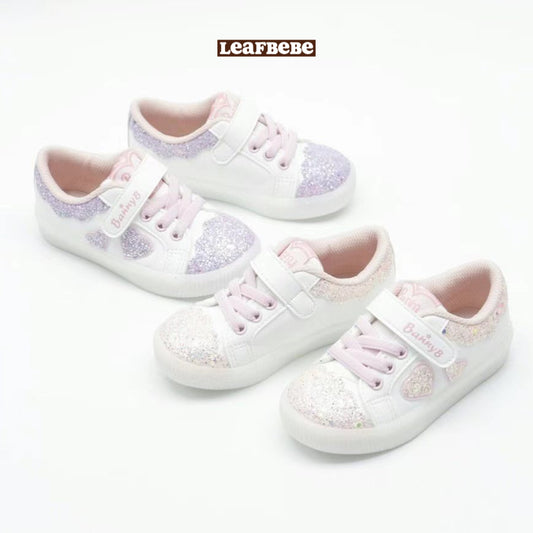 Made in Korea | LED light double heart glittering sticky sneakers | [KS13][013]