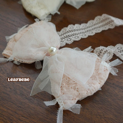 Made in Korea | Large bow lace and pearl headband | [KS11][014]