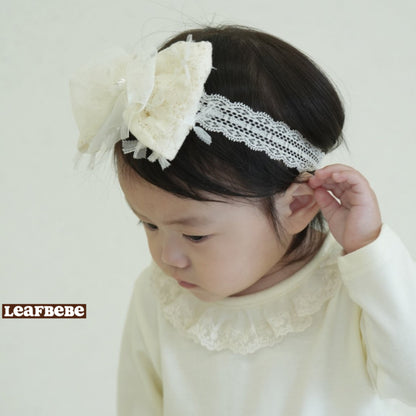 Made in Korea | Large bow lace and pearl headband | [KS11][014]