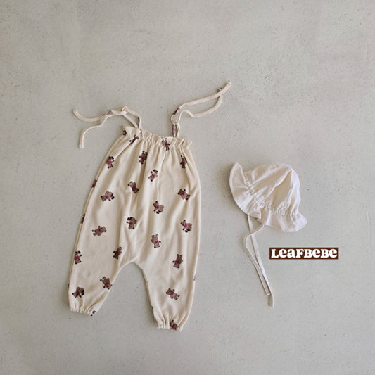 Made in Korea | Waffle bear suspender jumpsuit | [KS05][041]