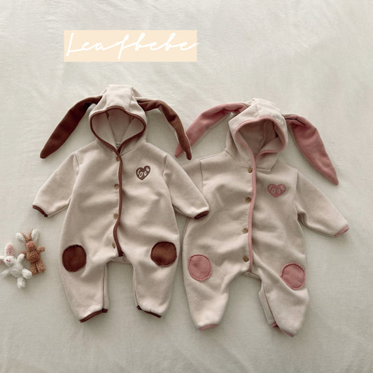 Made in Korea | Rabbit ears jumpsuit with heart patches | [KS17][058]