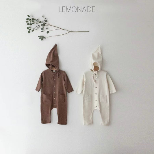 Made in Korea | Solid color pocket jumpsuit with hood | [KS01][018]