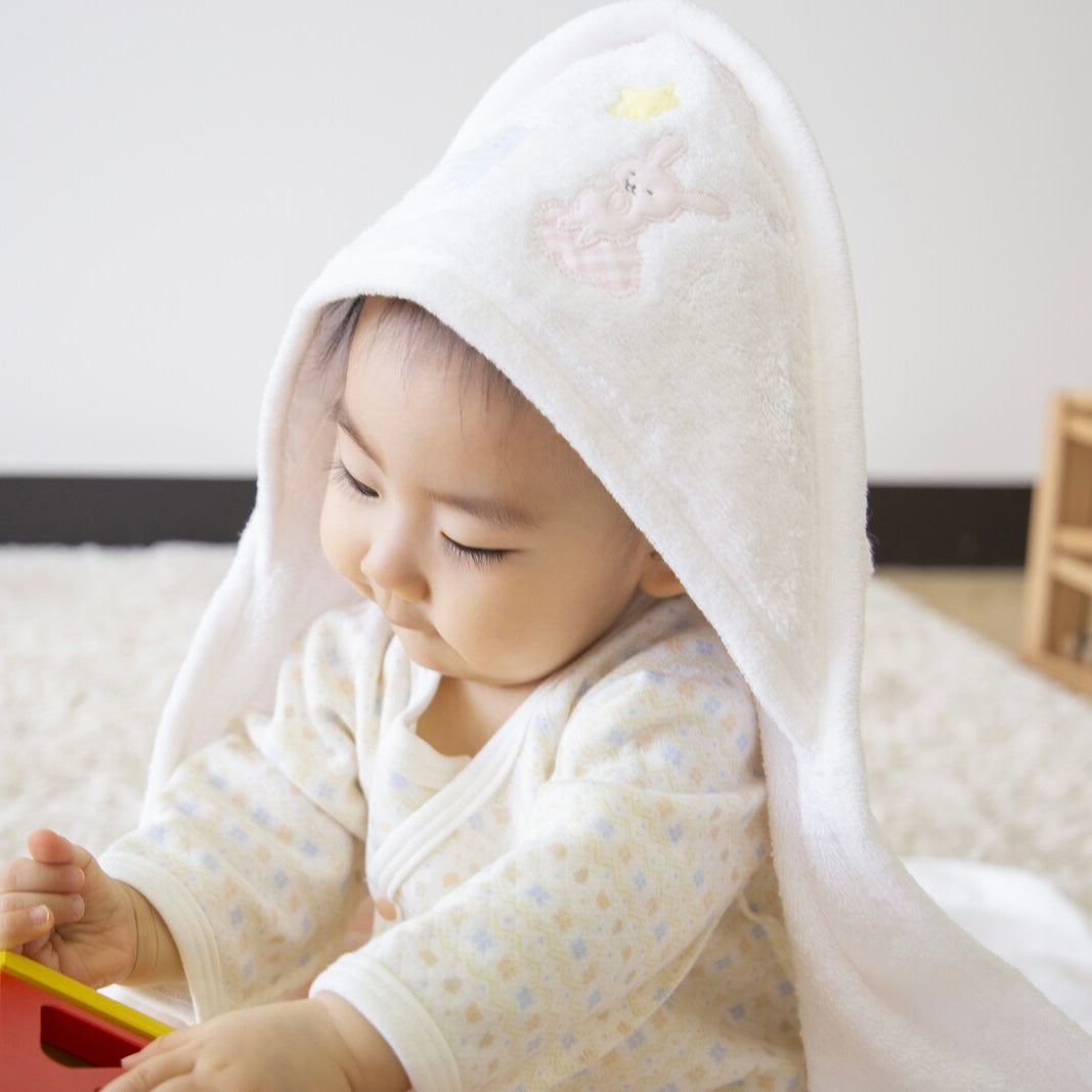 日本製 | 嬰幼兒兔仔刺繡純棉包巾