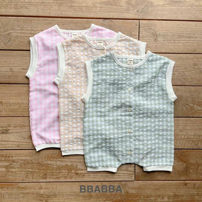 Made in Korea | Puppy check vest open-chested jumpsuit | [KS26][069]