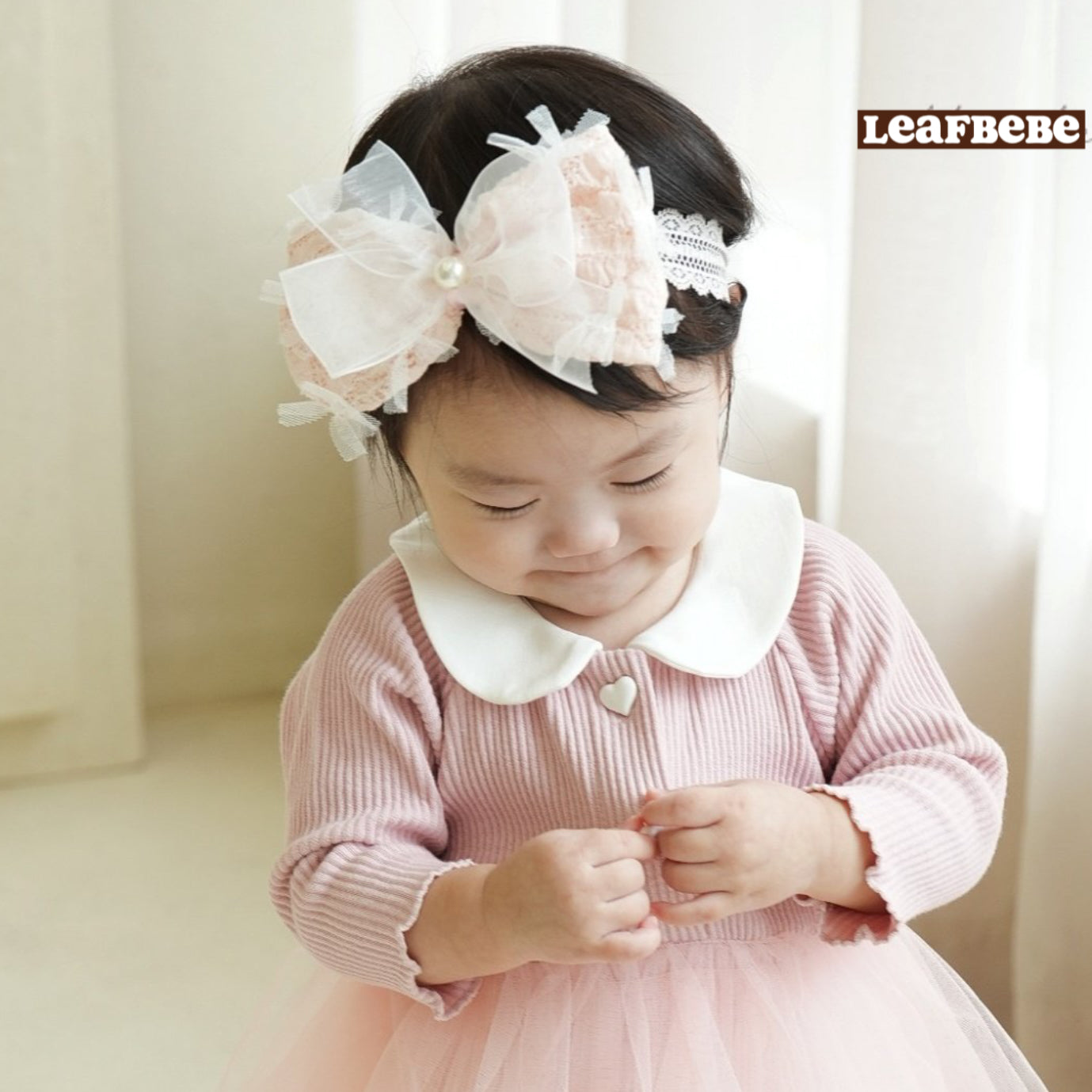 Made in Korea | Large bow lace and pearl headband | [KS11][014]