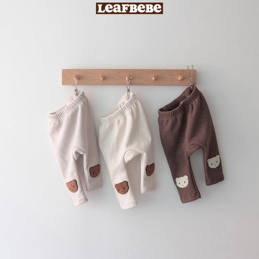 Made in Korea | Ribbed bear embroidered leggings | [KS01][072]