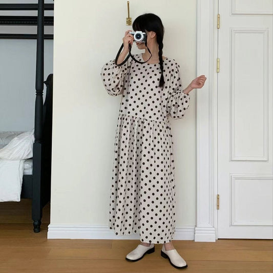 Made in Korea | Polka-dot lantern sleeve dress | [WS014]