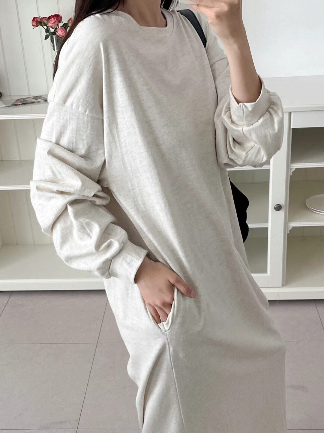 Made in Korea | Daily solid color sweatshirt dress | [WS017]